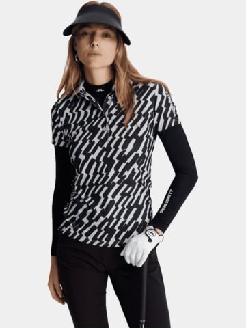 J.Lindeberg Tour Tech Print Halbarm Polo schwarz