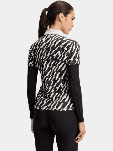 J.Lindeberg Tour Tech Print Halbarm Polo schwarz