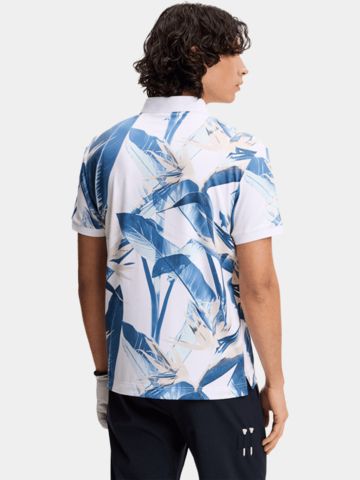 J.Lindeberg Tour Tech Print Halbarm Polo hellblau