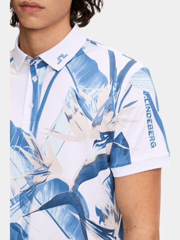 J.Lindeberg Tour Tech Print Halbarm Polo hellblau