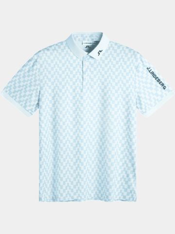 J.Lindeberg Tour Tech Print Halbarm Polo denim