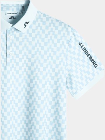 J.Lindeberg Tour Tech Print Halbarm Polo denim