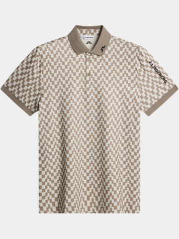 J.Lindeberg Tour Tech Print Halbarm Polo camel