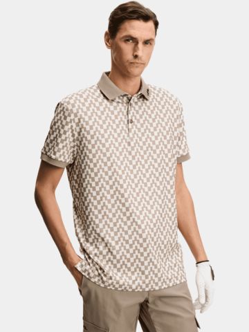 J.Lindeberg Tour Tech Print Halbarm Polo camel