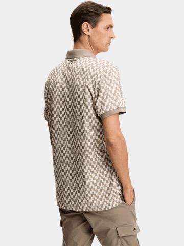 J.Lindeberg Tour Tech Print Halbarm Polo camel