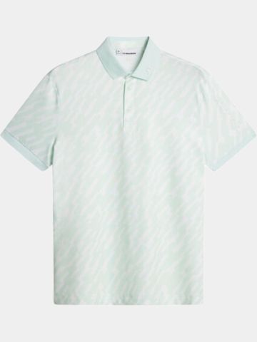 J.Lindeberg Tour Tech Print Halbarm Polo hellblau