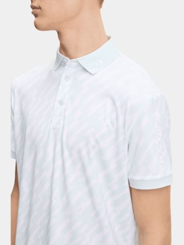 J.Lindeberg Tour Tech Print Halbarm Polo hellblau