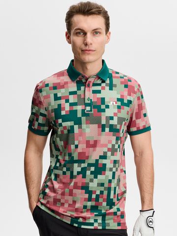 J.Lindeberg Bridger Tour Print Halbarm Polo rot