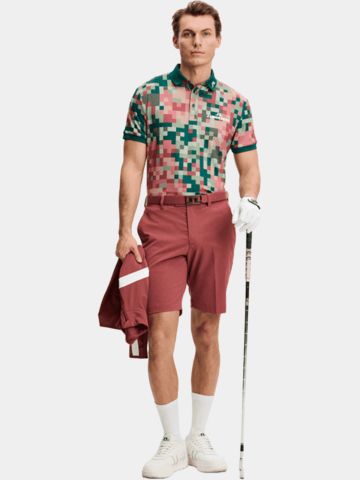 J.Lindeberg Bridger Tour Print Halbarm Polo rot
