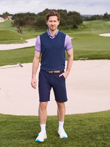 Daniel Springs Jaquard-Struktur Pullunder Strick denim