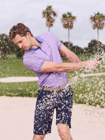 Daniel Springs Melange Druck Halbarm Polo rosa