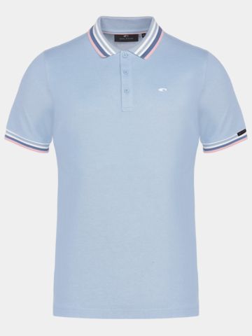 Daniel Springs 2-Tone Pique Halbarm Polo hellblau