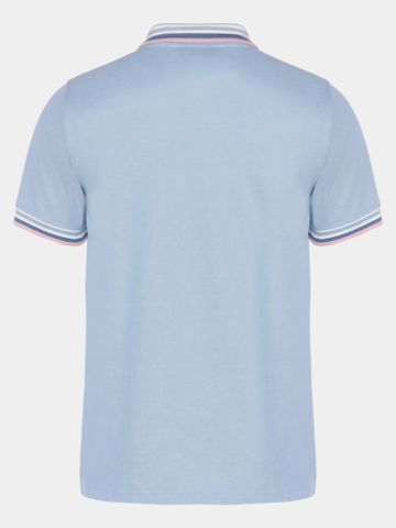 Daniel Springs 2-Tone Pique Halbarm Polo hellblau