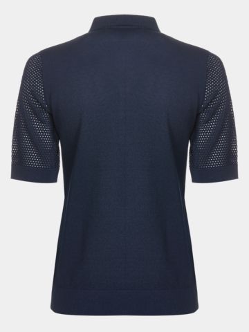 Pletená polokošile Valiente s dlouhým polovičním rukávem navy