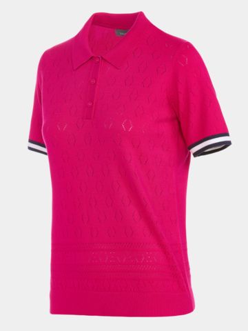 Valiente Strick Halbarm Polo pink