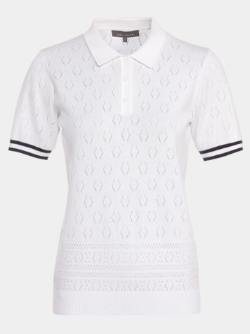 Valiente Strick Halbarm Polo weiß