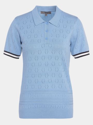 Valiente Strick Halbarm Polo hellblau