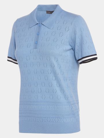 Valiente Strick Halbarm Polo hellblau