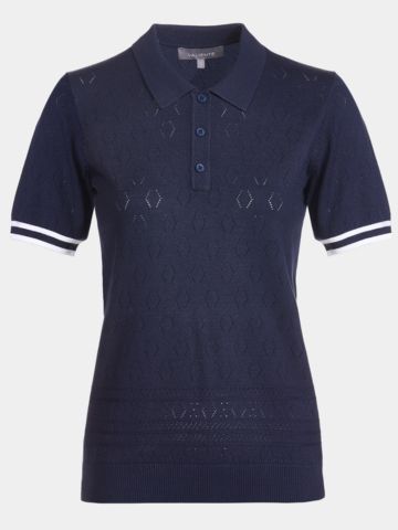 Valiente Strick Halbarm Polo navy