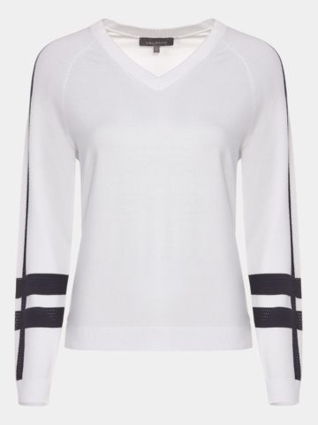 Valiente Svetr s výstřihem do V pletený bílý
