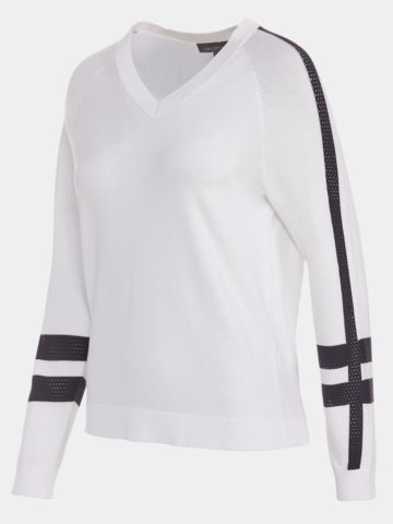 Valiente  Pletený svetr s výstřihem do V bílá