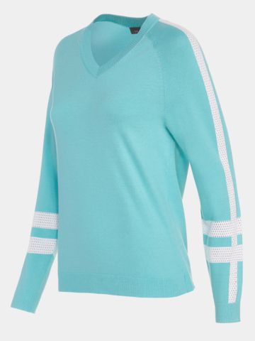 Valiente  Pletený svetr s výstřihem do V tyrkysová