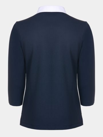 Valiente Jaquard-Struktur 3/4 Arm Polo navy