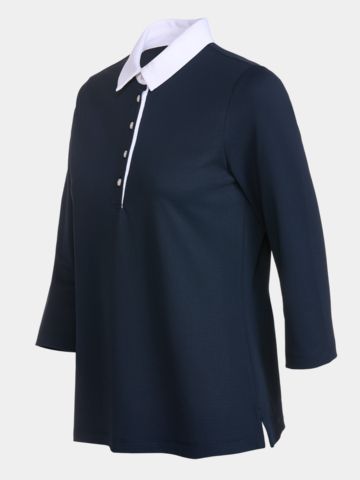 Valiente Jaquard-Struktur 3/4 Arm Polo navy