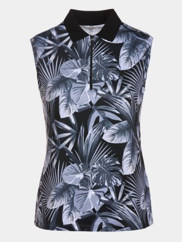 Valiente Druck Stretch ohne Arm Polo schwarz