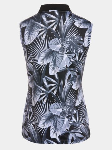 Valiente Druck Stretch ohne Arm Polo schwarz