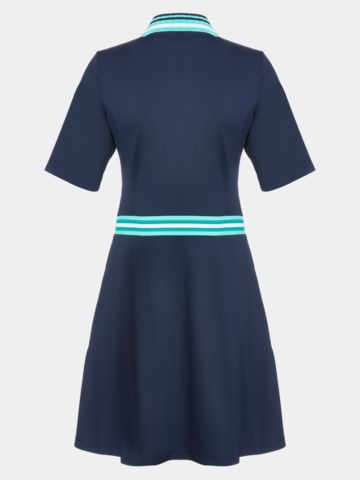 Valiente Nylon Pique halbarm Kleid navy