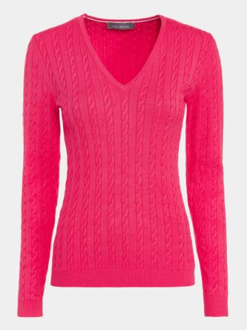 Valiente cable knit sweater fuchsia