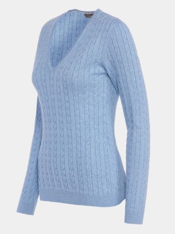 Valiente Zopf pletený svetr světle modrá