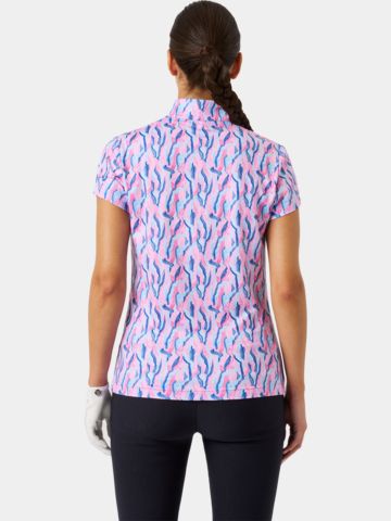 Daily Sports Mesh print half-sleeve polo pink