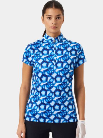 Daily Sports Mesh Print Halbarm Polo blau