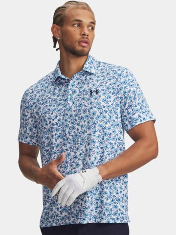 Under Armour Playoff 3.0 Printed Floral Breeze Halbarm Polo hellblau