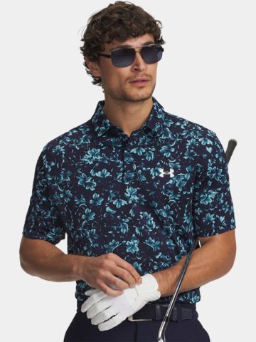 Under Armour Matchplay Printed Floral Hazard Halbarm Polo navy