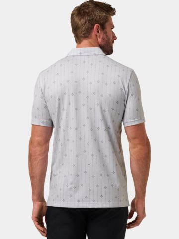 TravisMathew  Polokošile FEATHERWEIGHT DECO s krátkým rukávem světle šedá
