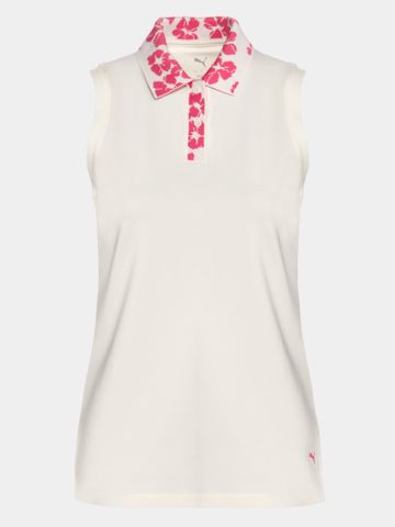 Puma W Modalon Floral Rib Polo bez rukávů bílá