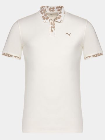 Puma Modalon Floral Rib Polo - LC Halbarm weiß