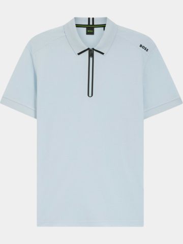 BOSS PL_Terrace Zip  Halbarm Polo hellblau