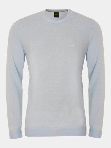 BOSS KN_Momentum-Lite CN svetr pletený světle modrý