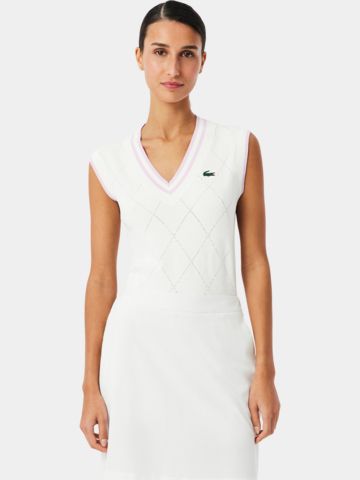 Lacoste SWEATER Pullunder Strick weiß