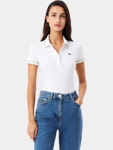 Lacoste RIBBED COLLAR SHIRT Halbarm Polo weiß