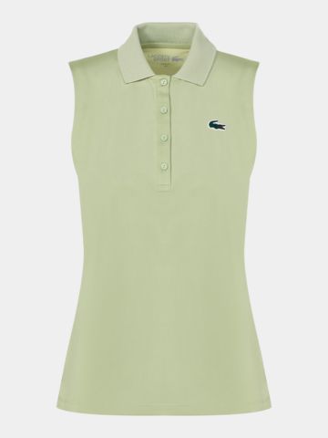 Lacoste KRÁTKÁ RIBBED COLLAR SHIRT bez rukávů Polo světle zelená