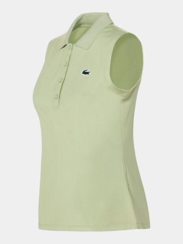 Lacoste KRÁTKÁ RIBBED COLLAR SHIRT bez rukávů Polo světle zelená