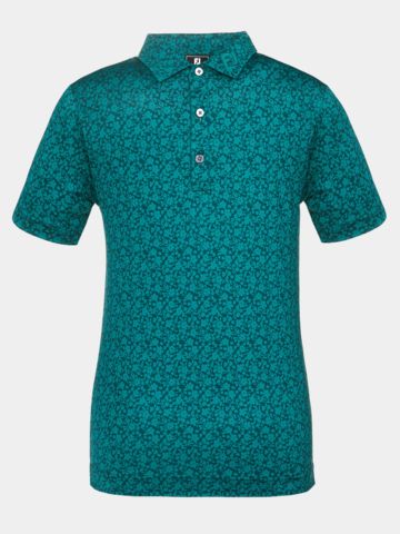 FootJoy Painted Floral Lisle Halbarm Polo grün