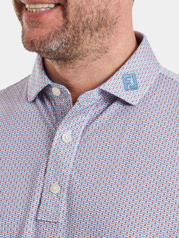 FootJoy  Nautical Flag Print Lisle Half Sleeve Polo red