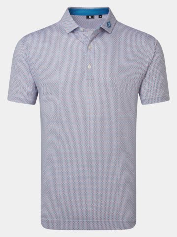 FootJoy  Nautical Flag Print Lisle Half Sleeve Polo red