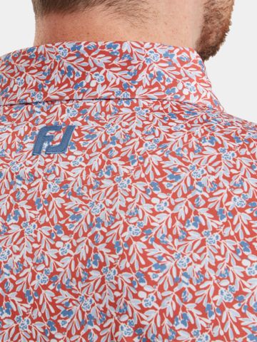 FootJoy  Meadow Print Lisle Half Sleeve Polo red